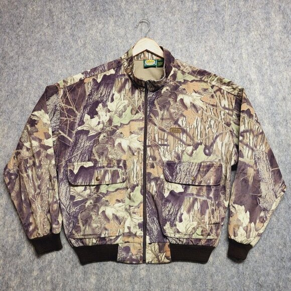 Cabela's Mens Jacket XL Microdenier Soft Nylon Bomber Break Up Camoflage Zip - Picture 1 of 13